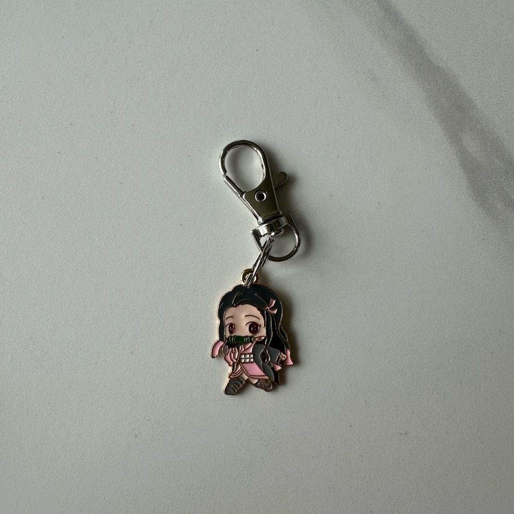 Demon slayer Anime Character Enamel Keychain in Pink and Black